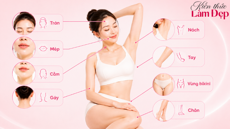 Vùng da nào có thể áp dụng công nghệ triệt lông đông tuyết